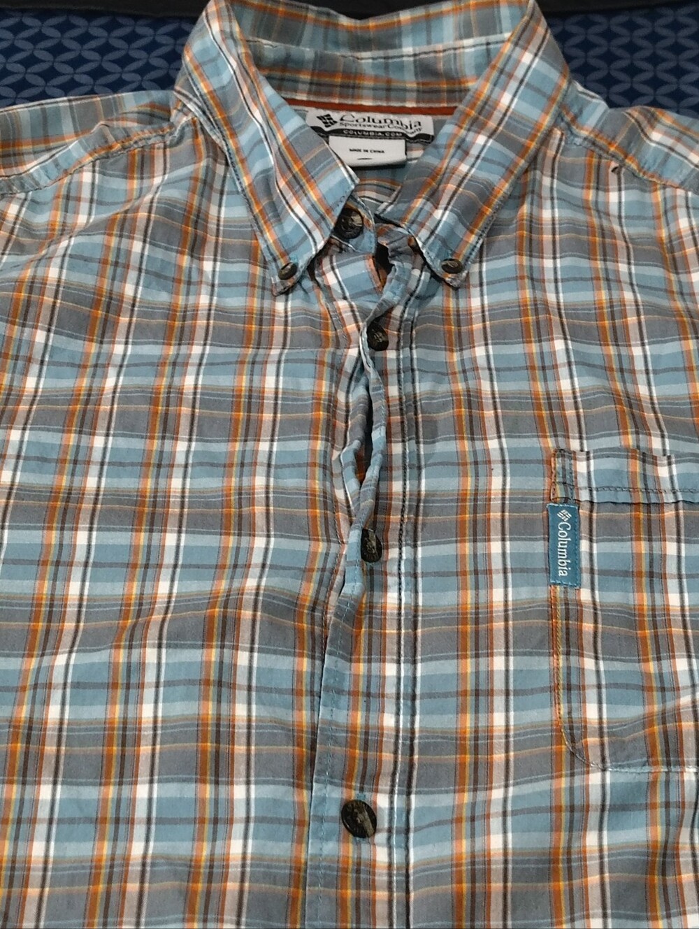 Columbia Sportswear Blue And Orange Plaid button-down - XL shirt - Picture 3 of 10